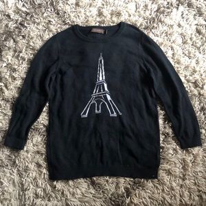 The Limited Black Paris Eiffel Tower Long Sleeve Crew Neck
